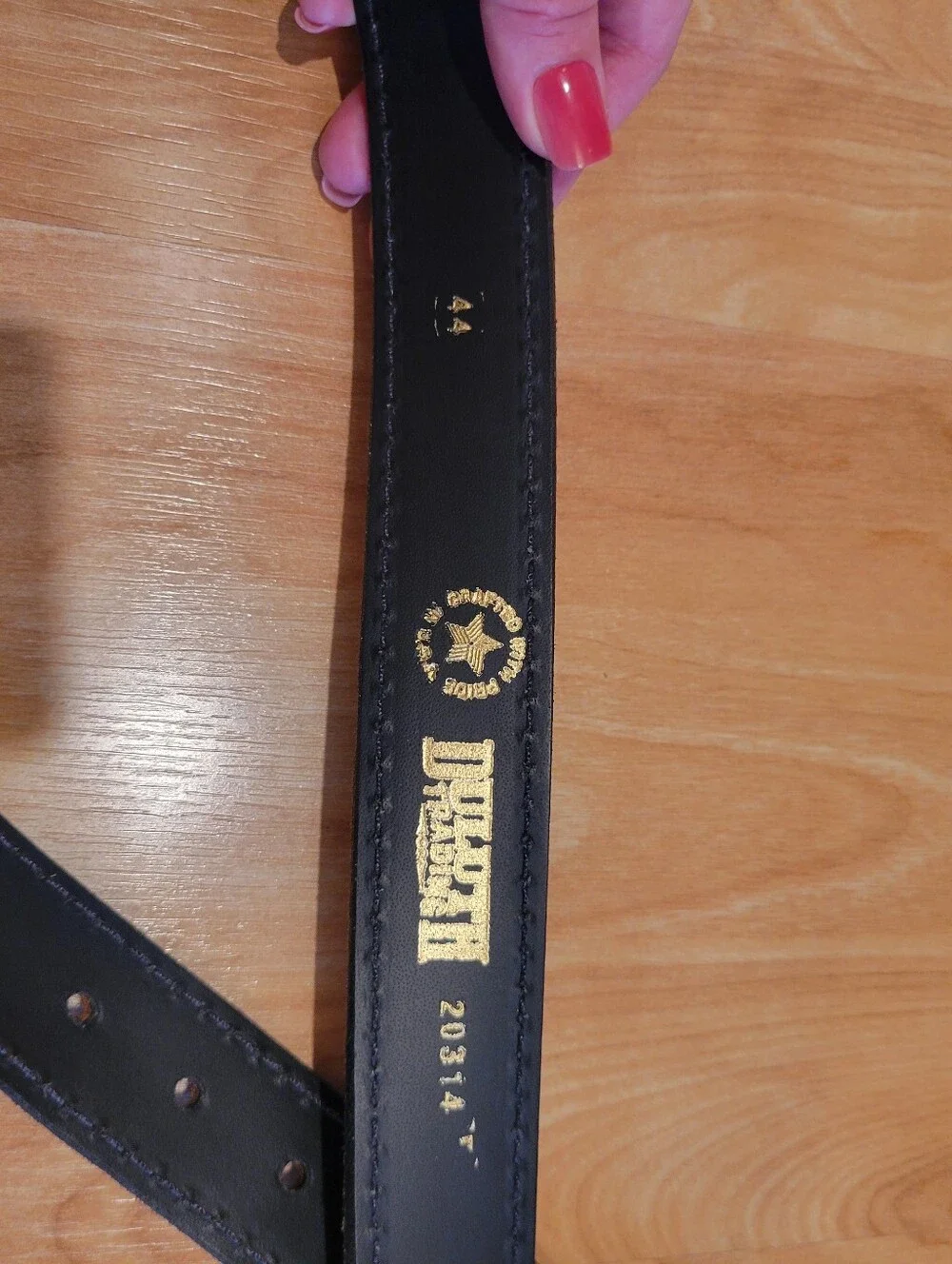 Duluth Trading Co Men's Bison Leather Belt Brown Silver Buckle Size 44
